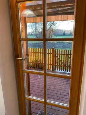 an open door with a view of a balcony at Marjetjca 40 in Moravske Toplice