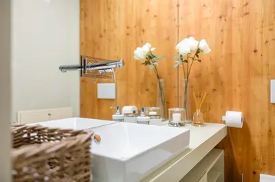a bathroom with a white sink and a mirror at Chalet Jasna in Kranjska Gora