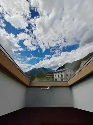 a large skylight in a room with a sky at Apartma SOFIA in Tolmin