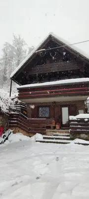 a house with snow on the roof of it at Apartma Maya in Cerklje na Gorenjskem