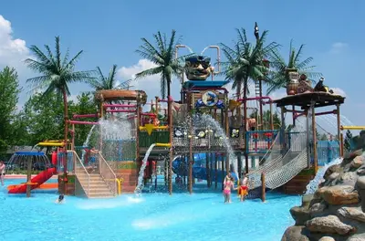a water park with a water slide and slides at Holiday Home Villa Rio in Terme Čatež in Čatež ob Savi
