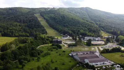 an aerial view of a resort in the mountains at Apartment Pohorje Sun - Entire house in Maribor