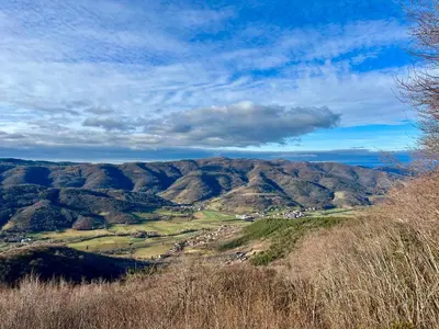 a view of the mountains from the top of a hill at Apartment Rozalka Vipava valley in Podnanos