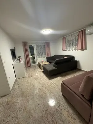 a living room with a couch and a table at Apartments Harmony Joe in Radenci