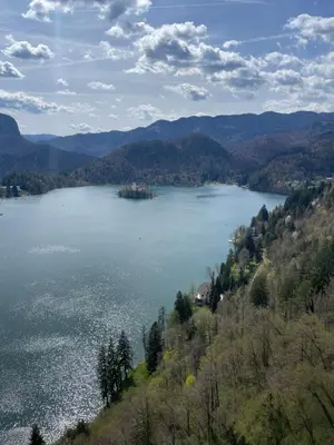 a view of a large body of water at Ten villages in Žirovnica