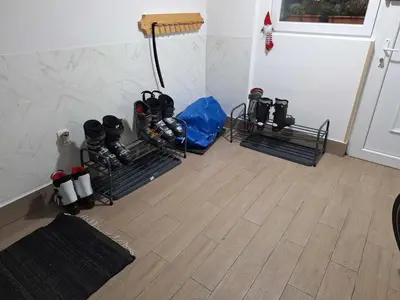 a room with a bunch of equipment on the floor at Apartma Studio Bogi in Kranjska Gora
