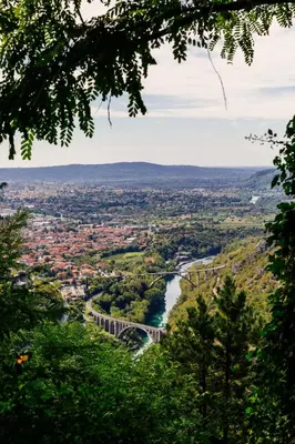 a view of a river and a city at PREMIUM B&B Nova Gorica, Self Check-In with code access in Nova Gorica