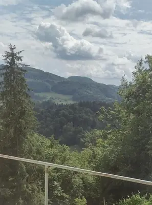 a view of a valley with trees and mountains at Holidayapartement Sentjur 2 pers in Šentjur