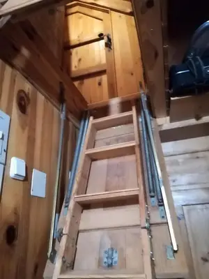an overhead view of a staircase in a tiny house at Holiday Home Carovina in Paradiž