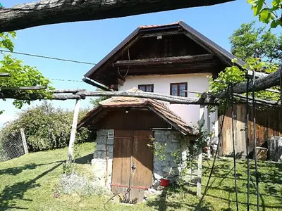a small house with a door in the grass at Holiday Home Carovina in Paradiž