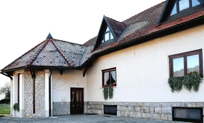 a white house with a brown roof at Weiss Sport & Relax Apartment in Rečica ob Savinji