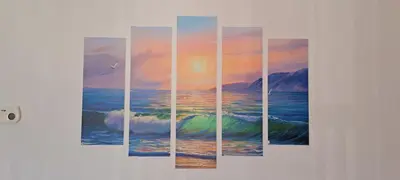 a painting of the ocean with a wave at Biba House in Tolmin