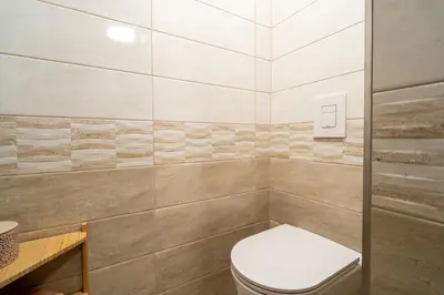 a bathroom with a toilet and a shower at Apartment ALPINE IBEX, Nordic House, Kranjska Gora - Center in Kranjska Gora