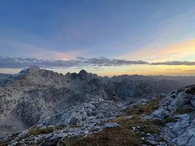 a view from the top of a mountain at Nomad 27 in Bovec