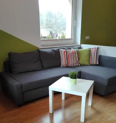 a living room with a couch and a table at Apartments Grudnik in Kranjska Gora