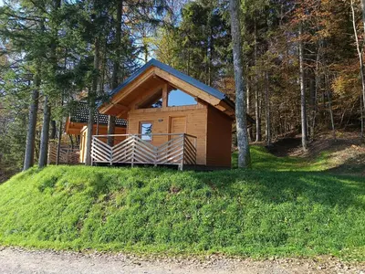 a small cabin on a hill in the woods at Turistična kmetija Okršlan in Škofja Loka