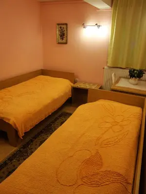a bedroom with two beds and a window at Blumauer Apartments in Ljubljana