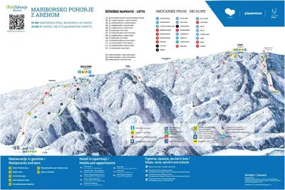 a map of the ski slopes of a mountain at Apartma Rače in Rače
