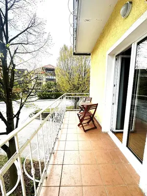 a balcony with a bench on a house at Apartma Angela Bled in Bled
