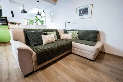 a couch with pillows on it in a living room at Holiday home in Trebnje - Kranjska (Krain) 53751 in Trebnje