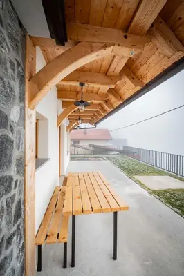 a wooden bench sitting inside of a building at Holiday home in Trebnje - Kranjska (Krain) 53751 in Trebnje