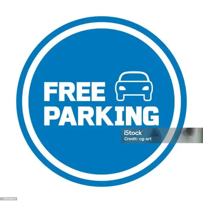 a free parking sign with a car in a circle at Lux room & ljubljana in Ljubljana