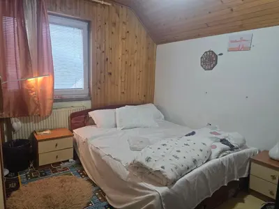 a bedroom with a bed in a room with a window at Ofta International guests house in Senovo