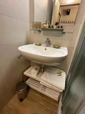 a bathroom with a sink and a mirror at Bella Mura Nature Apartment Lipa 109 in Podčetrtek