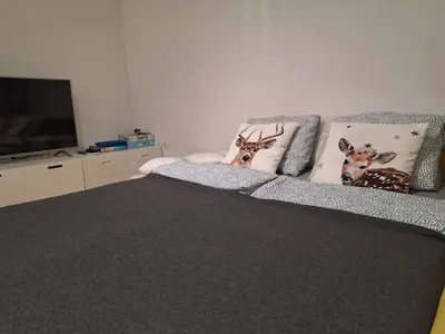 a bedroom with a bed with pillows on it at Šipk -FREE-PARKING-BREAKFAST-TERRACE in Vojnik
