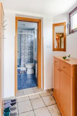 a bathroom with a toilet and a sink at Apartma Vučič in Bovec