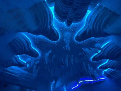 an image of a cave with blue lights at Apartments Prekmurska vas - Vital Resort in Moravske Toplice