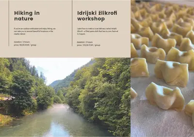a collage of two pictures of a river and trees at Aumetz Square Apartment 2 in Idrija
