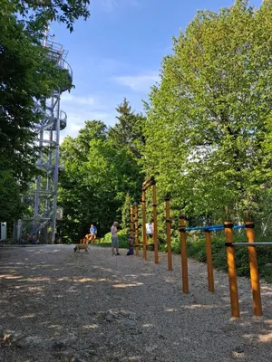 a playground with a dog in a park at LAND FOR YOUR TENT NEXT TO A RIVER price includes lands in Croatia and Bosnia as well USE THE PINPOINT LOCATION AND NOT MY HOME ADDRESS BEBLERJEV TRG TO GET TO YOUR ACCOMMODATION bathroom is a bit different so check YouTube video DuskoThreeCountries in Ljubljana