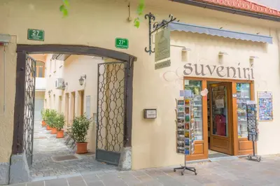 an entrance to a book store with an open door at Old Town ground floor in Ljubljana