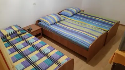 a bedroom with two beds in a room at Gostilna Stara Pošta in Pucaie