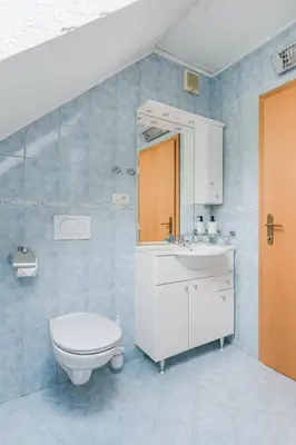a bathroom with a toilet and a sink at Apartment Gaspercic in Bovec