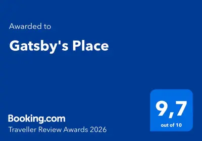 a blue screen with the text emailed to grizzlys place at Gatsby's Place in Ljubljana