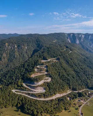 an aerial view of a river in a forest at Deer Land Photo Apartment in Kočevska Reka
