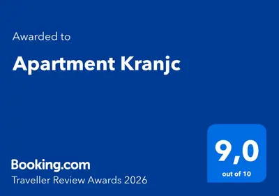 a blue sign with the words appointment karma on it at Apartment Kranjc in Cerknica