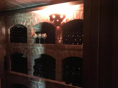 a bunch of wine bottles in a brick wall at Wine & Nature & Tour in Ptuj