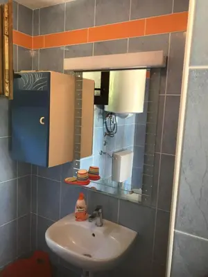 a bathroom with a sink and a mirror at Wine & Nature & Tour in Ptuj