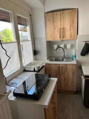 a small kitchen with a sink and a counter at Apartma GoDeTi in Rečica ob Savinji