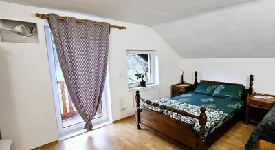 a bedroom with a bed and a window at Cozy ap rooms 2nd floor near Capital of Slovenia in Ljubljana
