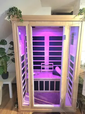 a purple room with a purple bed in a room at Relax Room Bohinjska Bistrica in Bohinj