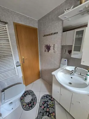 a bathroom with a sink and a toilet at Pri tetki in Kranj