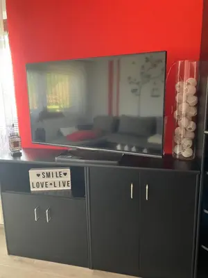 a tv sitting on top of a black cabinet at Kozjanski odklop in Buče