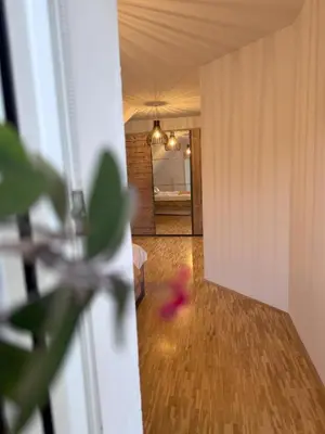 a pink object is on the floor of a room at Rezidenca Vista Lux in Ptuj