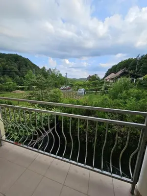 a view from the balcony of a house at Designer apartment in nature in Vojnik