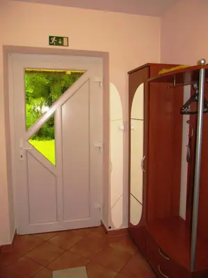 a door with a window in a room at Apartment Vintgar in Slovenska Bistrica