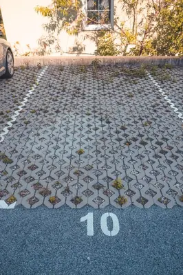 a parking lot with a number on it at Maribella Apartment in Maribor